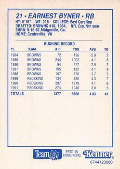 1992 Kenner Starting Lineup Cards #6744123000 Earnest Byner Back