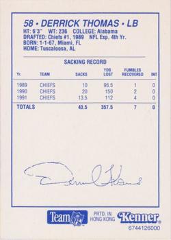 1992 Kenner Starting Lineup Cards #6744126000 Derrick Thomas Back