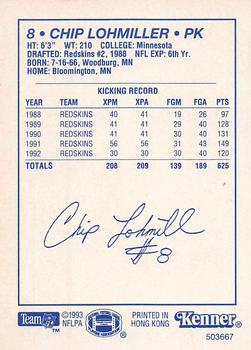 1993 Kenner Starting Lineup Cards #503667 Chip Lohmiller Back