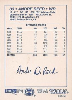1993 Kenner Starting Lineup Cards #504755 Andre Reed Back