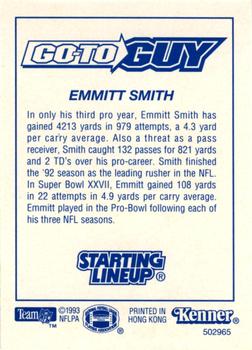 1993 Kenner Starting Lineup Cards #502965 Emmitt Smith Back
