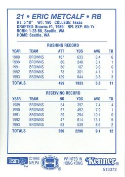 1994 Kenner Starting Lineup Cards #513372 Eric Metcalf Back