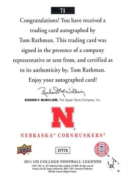 2011 Upper Deck College Football Legends - Autographs #71 Tom Rathman Back