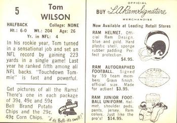 1959 Bell Brand Los Angeles Rams #5 Tom Wilson Back