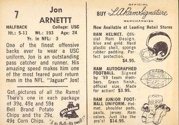 1959 Bell Brand Los Angeles Rams #7 Jon Arnett Back