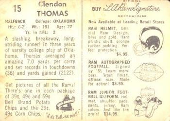 1959 Bell Brand Los Angeles Rams #15 Clendon Thomas Back