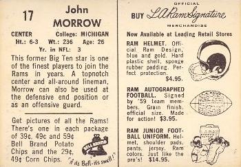 1959 Bell Brand Los Angeles Rams #17 John Morrow Back