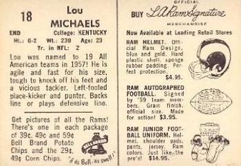1959 Bell Brand Los Angeles Rams #18 Lou Michaels Back