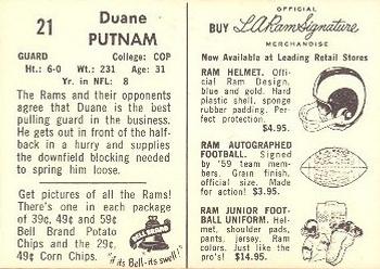 1959 Bell Brand Los Angeles Rams #21 Duane Putnam Back