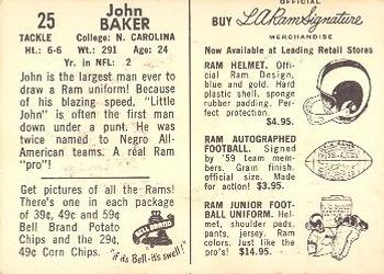 1959 Bell Brand Los Angeles Rams #25 John Baker Back
