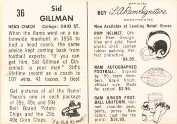 1959 Bell Brand Los Angeles Rams #36 Sid Gillman Back