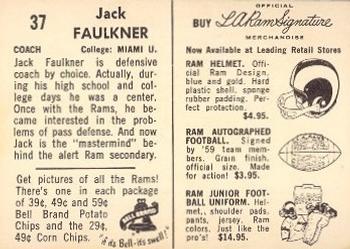 1959 Bell Brand Los Angeles Rams #37 Jack Faulkner Back