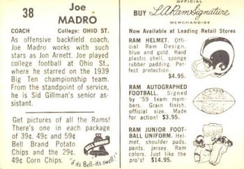 1959 Bell Brand Los Angeles Rams #38 Joe Madro Back