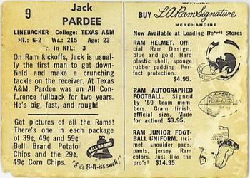 1959 Bell Brand Los Angeles Rams #9 Jack Pardee Back