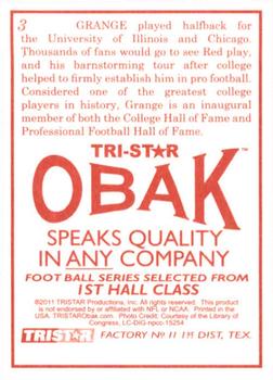 2011 TriStar Obak #3 Red Grange Back