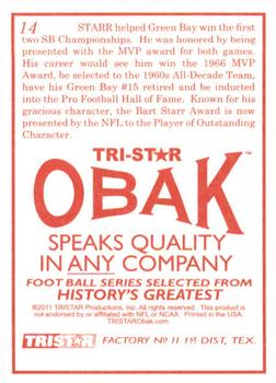 2011 TriStar Obak #14 Bart Starr Back