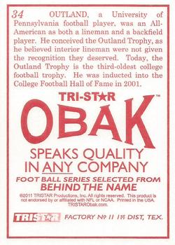 2011 TriStar Obak #34 John Outland Back