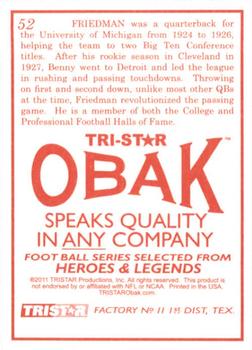 2011 TriStar Obak #52 Benny Friedman Back