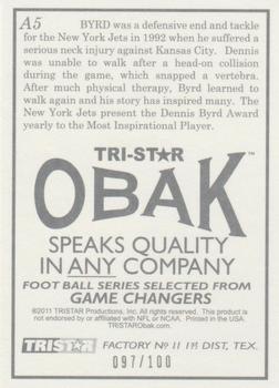 2011 TriStar Obak - Autographs #A5 Dennis Byrd Back