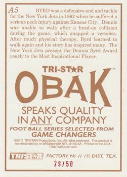 2011 TriStar Obak - Autographs Brown #A5 Dennis Byrd Back