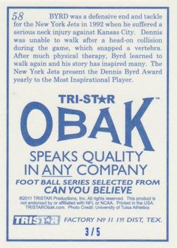 2011 TriStar Obak - Blue #58 Dennis Byrd Back
