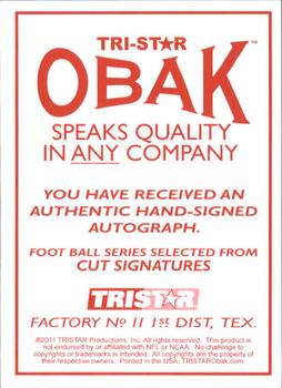 2011 TriStar Obak - Cut Signatures Blue #NNO Pat Summerall Back