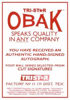 2011 TriStar Obak - Cut Signatures Green #NNO Craig Morton Back