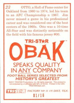 2011 TriStar Obak - Orange #23 Jim Otto Back