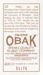 2011 TriStar Obak - T212 Mini Brown #22 Gerald Ford Back