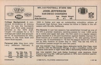 1980 Stop-N-Go #1 John Jefferson Back