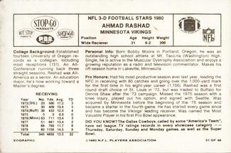 1980 Stop-N-Go #31 Ahmad Rashad Back