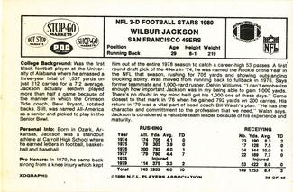 1980 Stop-N-Go #38 Wilbur Jackson Back