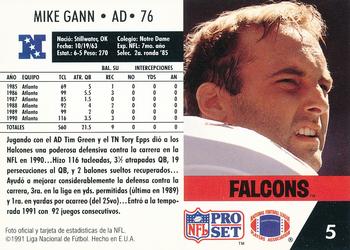 1991 Pro Set Spanish #5 Mike Gann Back