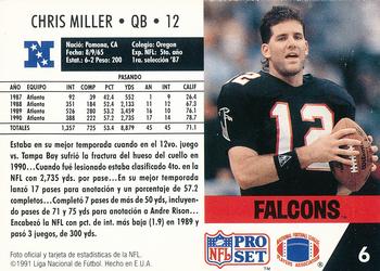 1991 Pro Set Spanish #6 Chris Miller Back