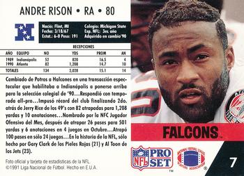 1991 Pro Set Spanish #7 Andre Rison Back