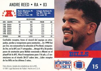 1991 Pro Set Spanish #15 Andre Reed Back