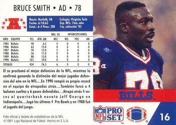 1991 Pro Set Spanish #16 Bruce Smith Back