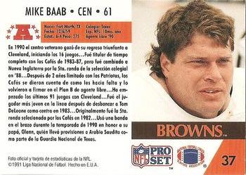 1991 Pro Set Spanish #37 Mike Baab Back