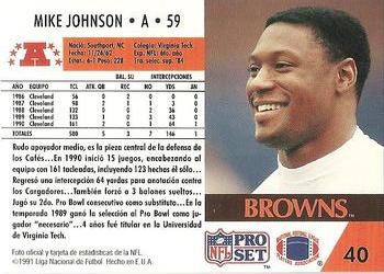 1991 Pro Set Spanish #40 Mike Johnson Back