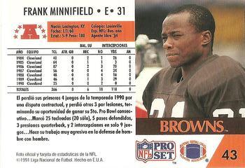 1991 Pro Set Spanish #43 Frank Minnifield Back