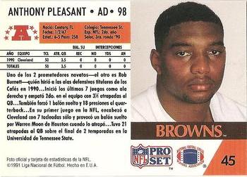 1991 Pro Set Spanish #45 Anthony Pleasant Back