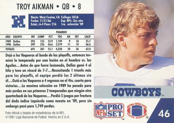 1991 Pro Set Spanish #46 Troy Aikman Back