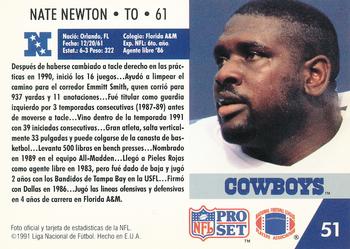1991 Pro Set Spanish #51 Nate Newton Back