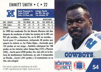 1991 Pro Set Spanish #54 Emmitt Smith Back