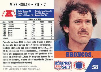 1991 Pro Set Spanish #58 Mike Horan Back