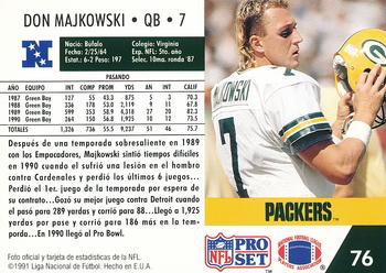 1991 Pro Set Spanish #76 Don Majkowski Back