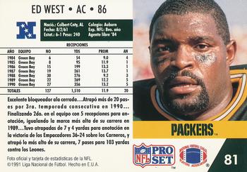 1991 Pro Set Spanish #81 Ed West Back