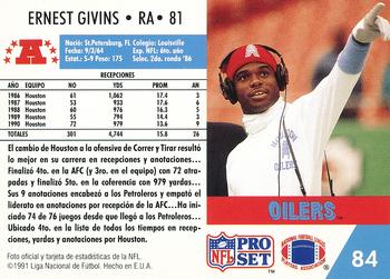 1991 Pro Set Spanish #84 Ernest Givins Back