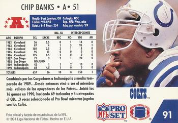 1991 Pro Set Spanish #91 Chip Banks Back
