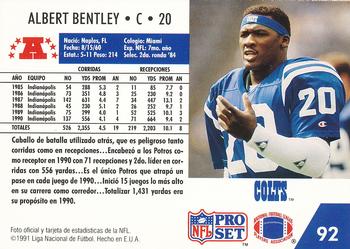 1991 Pro Set Spanish #92 Albert Bentley Back